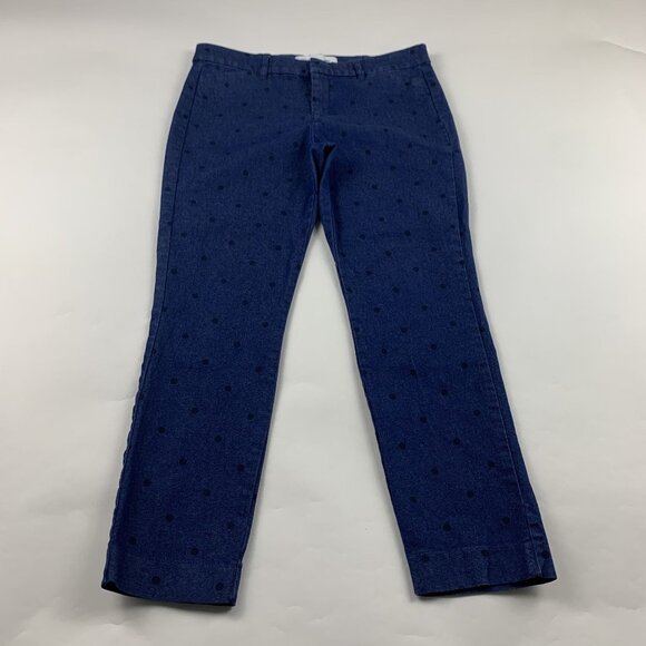 Old Navy Dark Denim Polka Dot Skinny Pixie Cropped Pant 8 - Picture 1 of 6
